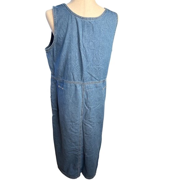 Vtg AMI Womens L Denim Jumper Maxi Dress Cotton Country Modest Teacher Y2K Read - Picture 6 of 10